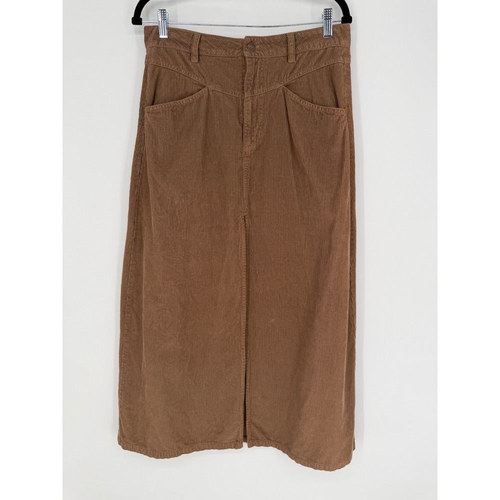 FREE PEOPLE COME AS YOU ARE CORDUROY MAXI SKIRT 6 COCOA BOHO INDIE COWGIRL CHIC